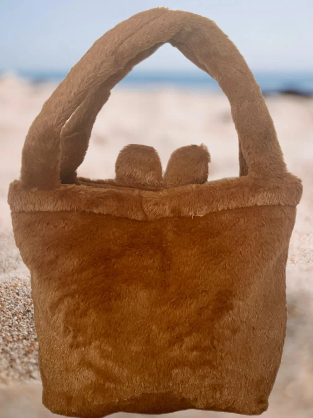 Plush Labubu Brown Tote Bag for Kids